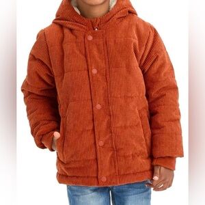 Cat & Jack Unisex Burnt Orange Corduroy Puffer Kids Jacket Size 4T